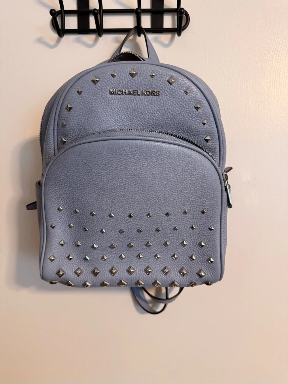 Michael Kors Powder Blue Studded Pebbled Leather Mini Backpack